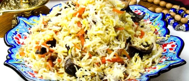 Плов с белыми грибами