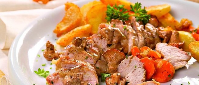 Телячья зобная железа с лисичками