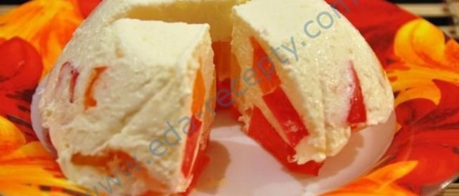 Желе сметанное с фруктовым наполнением