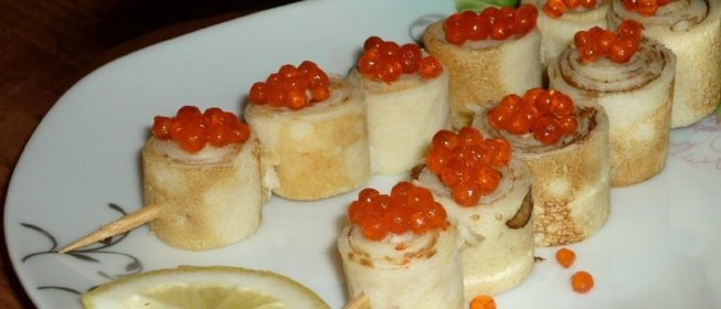 Блинные рулеты с икрой