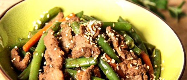 Говядина со стручковой зеленой фасолью