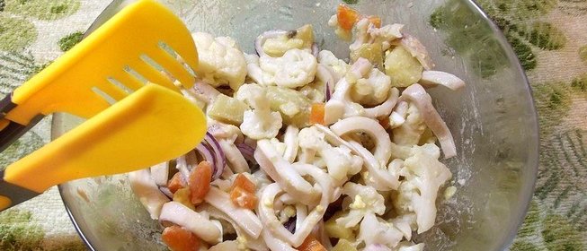 Картофельный салат с кальмаром