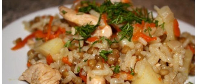 Плов с чечевицей и рисом