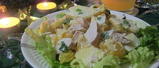 Салат с курицей и апельсинами