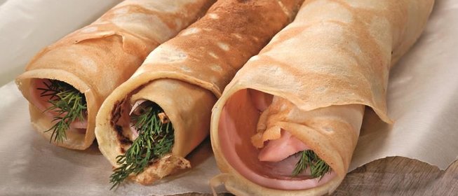 Овсяные блины с ветчиной