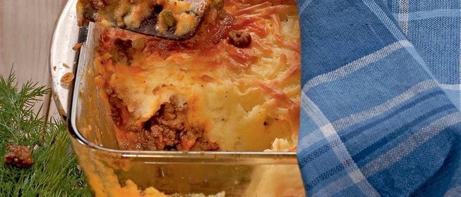 Мясная запеканка с картофелем и овощами