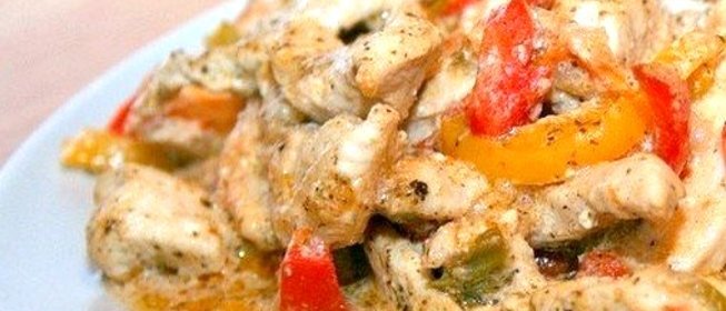 Свинина с овощами, тушеная в сливках