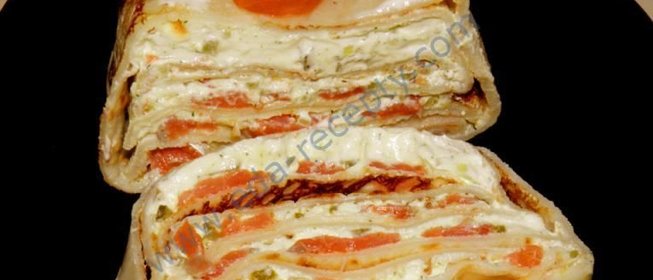 Блинный торт с семгой