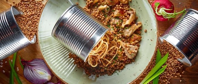 Гречневая каша с вешенками и белыми грибами