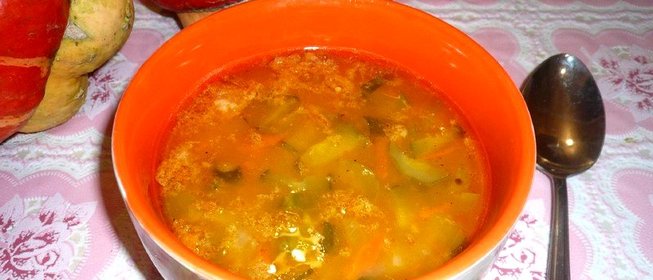 Рассольник с жареными огурцами