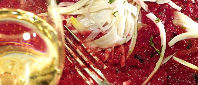 Полба со свеклой и хреном