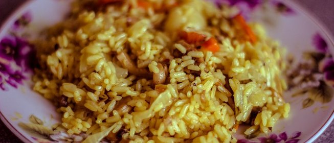 Постный грибной плов