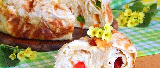 Творожная запеканка с цукатами в лаваше