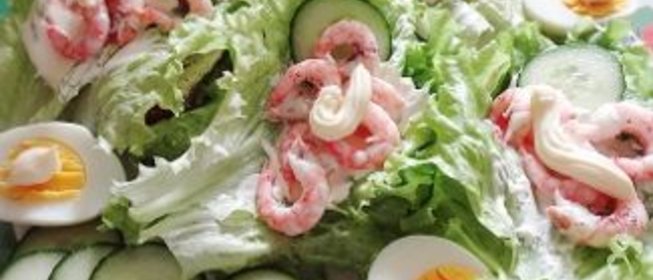 Большой бутерброд с креветками Завтрак морского царя