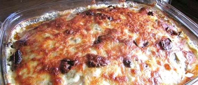 Запеканка мясная с грибами