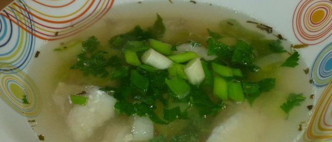 Суп с морским окунем и пореем