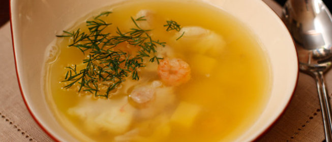 Рыбный суп с креветками