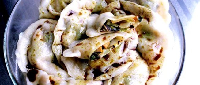 Пельмени с королевской вешенкой и пореем