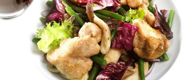 Зобная железа с вешенками и зеленой фасолью