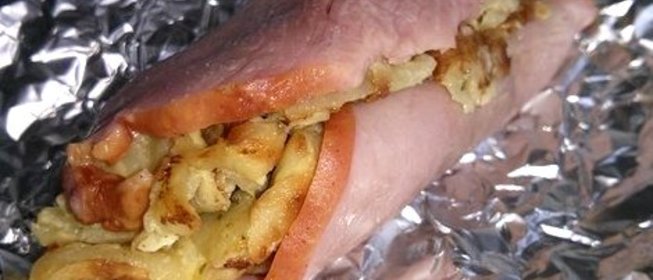 Рулетики с ветчиной и картофельными блинчиками