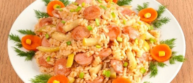 Плов с сосиской