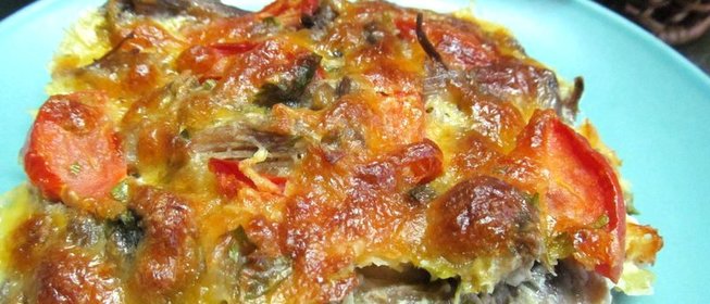 Запеканка с грибами и кабачком