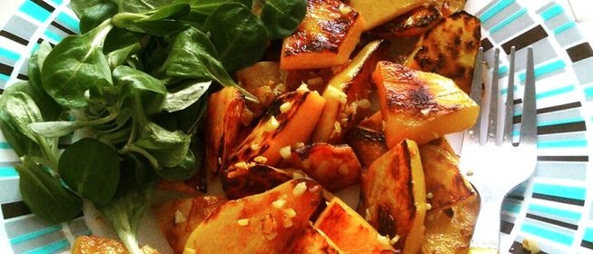 Жареная тыква с чесноком