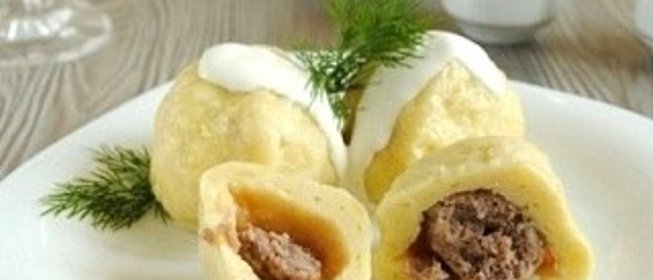 Клецки картофельные с мясом