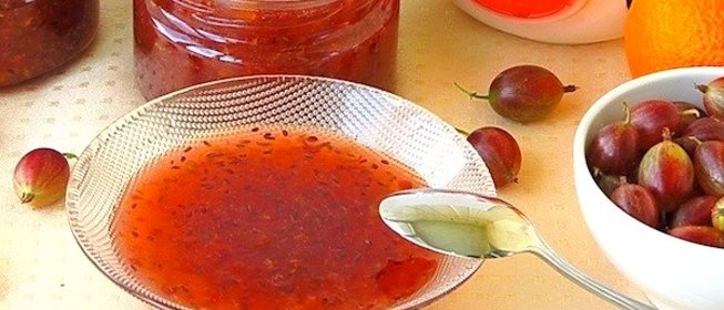 Сырое варенье из крыжовника с апельсином