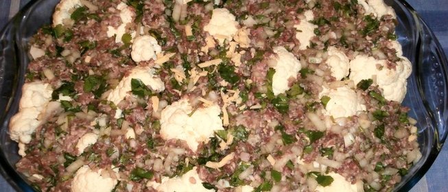 Запеканка с цветной капустой и фаршем