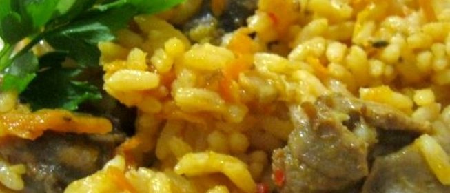 Плов из желудков куриных