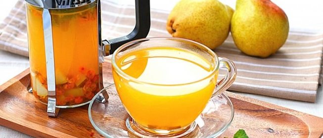 Облепиховый чай с мятой и грушей