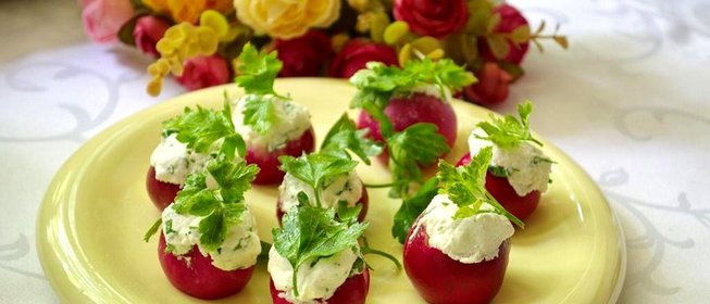 Праздничный фаршированный редис