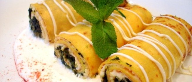 Тыквенные блинчики со шпинатом