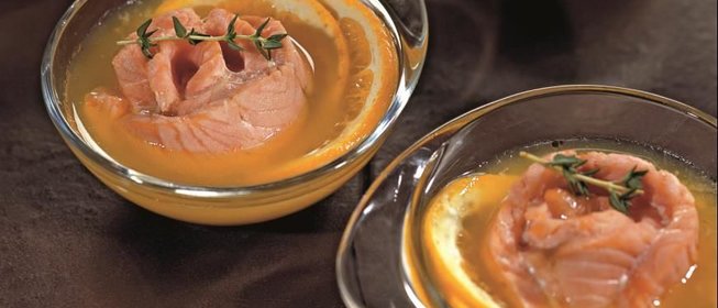 Лосось в апельсиновом желе