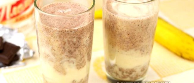 Молочный коктейль банан и шоколад