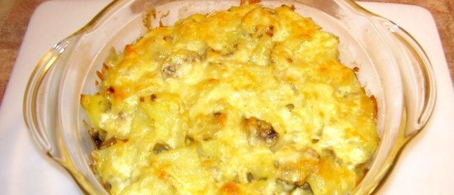 Картофель с шампиньонами и сыром в духовке