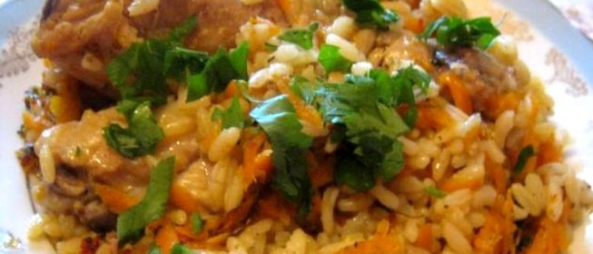 Плов с курицей в утятнице