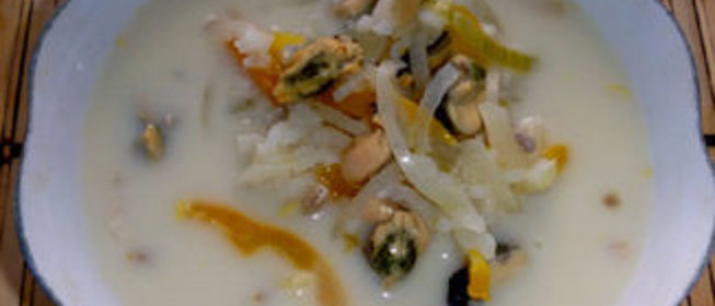 Сливочный суп из мидий с белым вином