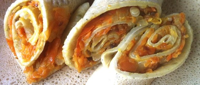 Блины соленые с морковной начинкой