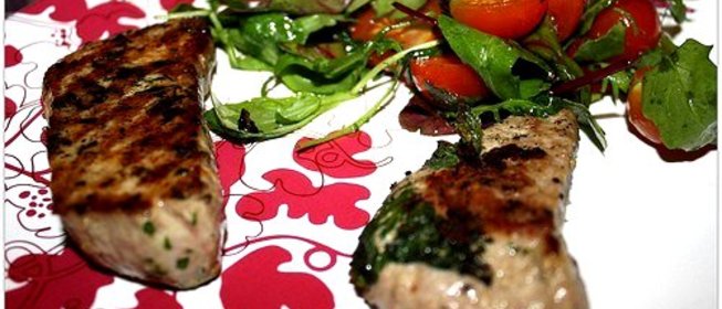 Говядина жареная на гриле с мятой и кориандром