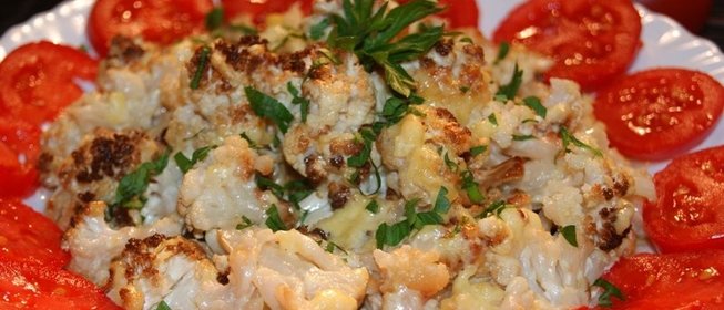 Запеченая цветная капуста с сыром и сливками