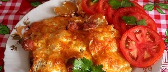 Запеканка с сосиской и картошкой