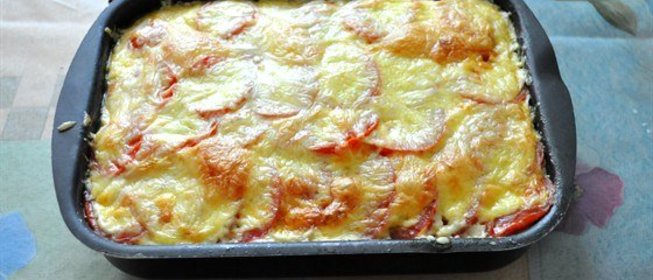 Запеканка из кабачков с фаршем и сметаной