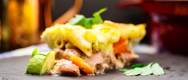 Запеканка из макарон с курицей