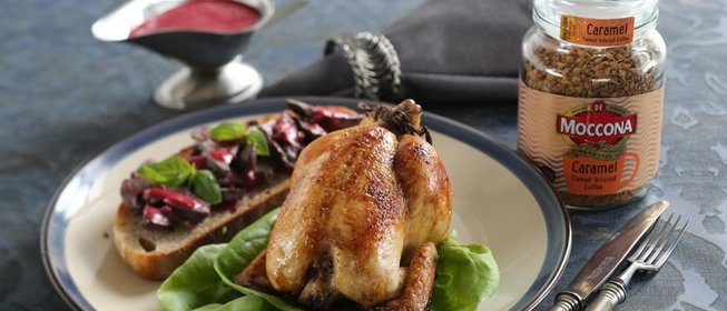 Корнишоны с куриной печенкой в кофейном маринаде и вишневым пюре