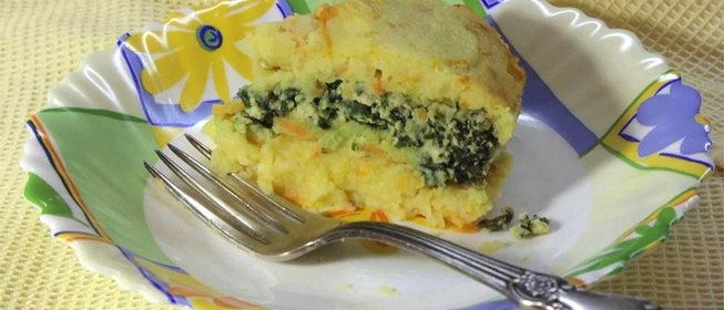 Запеканка картофельно-куриная со шпинатом