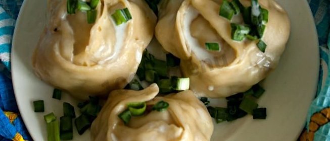 Манты с рыбой и рисом