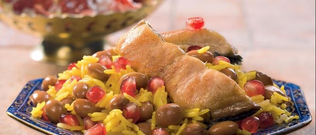 Азербайджанский плов с рыбой Машлобиялы аш