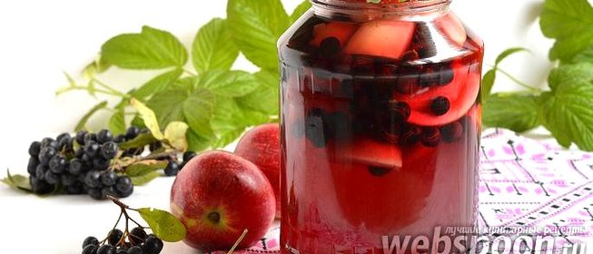 Компот из яблок и черноплодной рябины на зиму